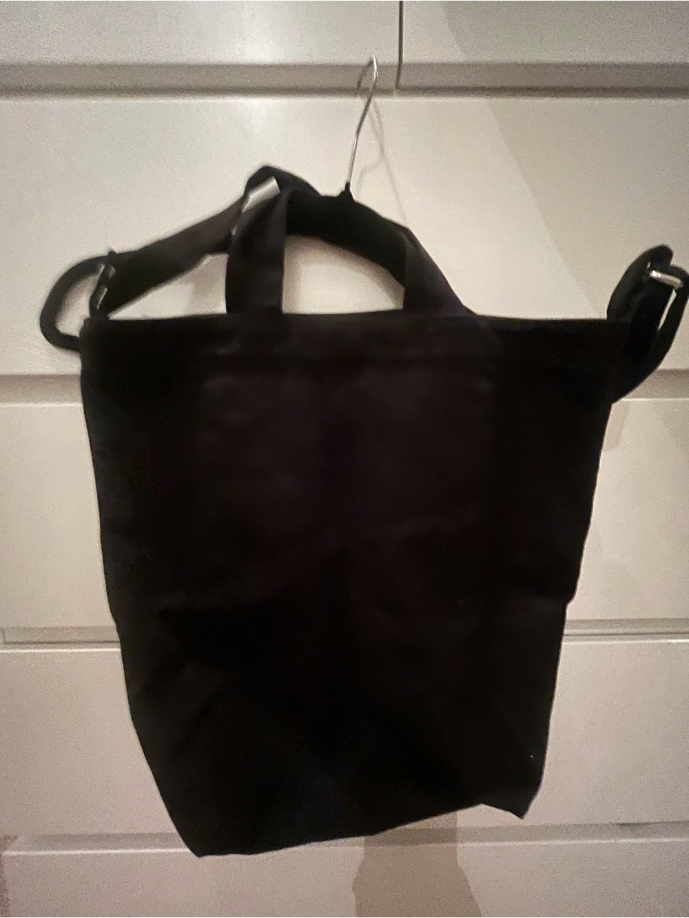 BAGGU Black Canvas Vertical Duck Bag Tote with Snap Closure